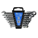 Kép 1/2 - Geko csuklós racsnis csillag-villáskulcs készlet 8-22mm, 8db-os