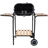 Kép 1/16 - Geko faszenes grill fedéllel és polcokkal, állítható grillrács