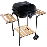 Kép 2/16 - Geko faszenes grill fedéllel és polcokkal, állítható grillrács