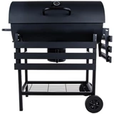 Kép 1/17 - Geko hordó típusú faszenes grill fedéllel, polcokkal, 71x35cm