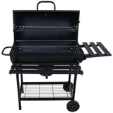 Kép 6/17 - Geko hordó típusú faszenes grill fedéllel, polcokkal, 71x35cm