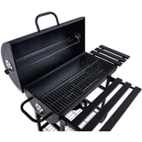 Kép 8/17 - Geko hordó típusú faszenes grill fedéllel, polcokkal, 71x35cm