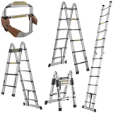 Kép 1/8 - Geko teleszkópos létra, alu, csuklós, 150kg, 5m