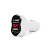 Kép 1/3 - Autós szivargyújtó adapter, feszültségmérővel és árammérővel, fehér, 2xUSB