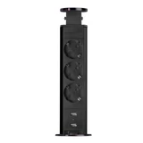 Kép 1/6 - Rejtett elosztó, 3-as 2 USB, szálcsiszolt titán fekete