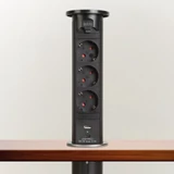 Kép 4/4 - Motoros rejtett elosztó, 3x250V, USB-A, Type-C, fekete