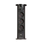 Kép 1/4 - Motoros rejtett elosztó, 3x250V, USB-A, Type-C, fekete