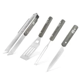 Kép 1/7 - Grillező eszköz szett fa nyéllel táskában, 4 részes