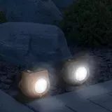 Kép 3/3 - LED-es kültéri szolárlámpa, szürke-barna kő, hidegfehér, 80x56x70mm