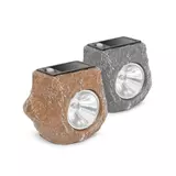 Kép 1/3 - LED-es kültéri szolárlámpa, szürke-barna kő, hidegfehér, 80x56x70mm