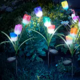 Kép 1/4 - RGB LED leszúrható szolár virág, 2 db/csomag, 75cm 