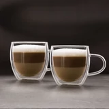 Kép 1/2 - Duplafalú cappuccino üveg csésze, 250ml, 2 db/doboz