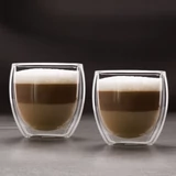 Kép 1/2 - Duplafalú cappuccino üveg csésze, 250ml, 2 db/doboz
