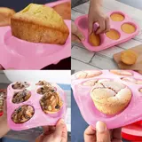 Kép 4/4 - Family szilikon muffinsütő-forma, pink, 6 adagos