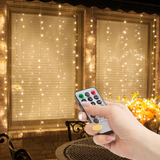 Kép 1/5 - Family fényfüggöny LED-del, távírányatós, melegfehér, 230V, 100db, 3x1m 