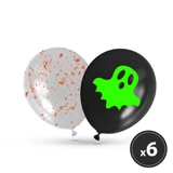 Kép 1/3 - Halloween-i lufi szett, foszforeszkáló, 6 db/csomag