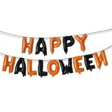 Kép 1/3 - Halloween-i lufi szett "Happy Halloween" felirat, rögzítő szalaggal