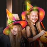Kép 3/3 - Halloween-i LED-es boszorkány kalap, színes, poliészter, 38cm