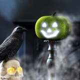 Kép 3/3 - Family Halloween-i RGB LED dekor habszivacs tök, zöld, 11cm