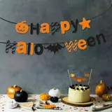 Kép 3/4 - Family Halloween-i papír girland "Happy Halloween" felirat, 3,5m