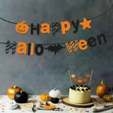 Kép 3/4 - Family Halloween-i papír girland "Happy Halloween" felirat, 3,5m