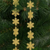 Kép 3/4 - Karácsonyi hópehely girland, arany, 2,7m