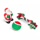 Kép 1/2 - Family karácsonyi kutyajáték szett, labda, kötél, mikulás