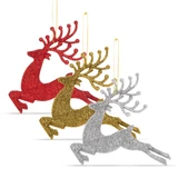 Kép 1/7 - Family karácsonyfadísz, glitteres rénszarvas, 12cm,  4 db/csomag
