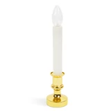 Kép 1/3 - Family karácsonyi dísz, sárga LED-es gyertya, fehér-arany, 22cm