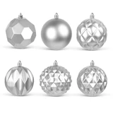 Kép 1/3 - Family karácsonyfadísz szett, gömbdísz, ezüst, 6 db/csomag
