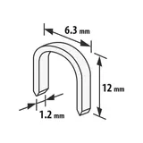 Kép 2/3 - Handy 10443B tűzőkapocs, 1.2x6.3x12mm, 1000db