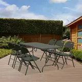 Kép 2/4 - Hecht Foldis kerti bútor szett, 1 asztal+6 szék, grafit