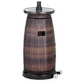 Kép 2/2 - Teraszfűtő álló hőkandeláber (hőgomba) rattan bevonatos PB-palackról