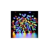 Kép 1/8 - 100 LED-es napelemes kerti fényfüzér, színes, 10 m