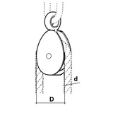 Kép 2/3 - Kötélcsiga bliszterben, műanyag görgő, szimpla, 4cm, 9mm, 300kg