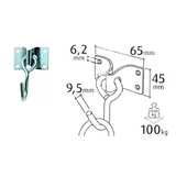 Kép 2/2 - Függesztőkampó talpas, 9.5mm, 100kg