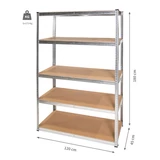 Kép 2/2 - Salgó fémpolc, 5-ös, MDF, 5x175kg, 120x180x45cm