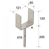 Kép 2/2 - Betonozható oszloptalp "U",horganyzott, 121x60x120/4 mm, (ET)