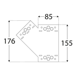 Kép 2/3 - Díszítőelmmel kiegészíthető összekötő lemez "Y", balos, fekete, 155x176x85/2,5mm, ET
