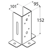 Kép 2/3 - Lecsav. állítható nyitott oszloptalp, horganyzott, 101x95x152/2mm, (ET)