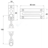 Kép 2/3 - Biztonsági ajtólánc bliszterben, krómozott, 85mm