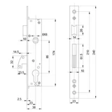 Kép 2/2 - Portálzár, 23mm, kampós, 40x40-be + zárbetét