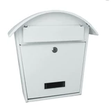 Kép 1/3 - Kültéri, álló, ívelt, lenyíló postaláda névtartóval, fehér, 36x37cm