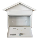 Kép 3/4 - Kültéri, álló, lenyíló postaláda, névtartóval, újságcsővel, fehér, 38x41cm