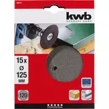 Kép 2/3 - KWB PROFI alu.oxid csiszolópapír 15db fémre, fára 125 mm G120