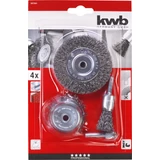 Kép 2/5 - KWB Profi HSS drótkefe készlet, krimpelt, acélhuzal, 4 részes