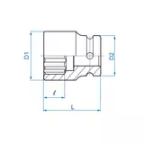 Kép 2/2 - King Tony 3/4&quot; gépi dugókulcsfej 17mm, 12*