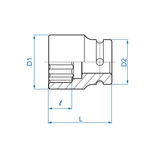 Kép 2/2 - King Tony 3/4&quot; gépi dugókulcsfej 41mm, 12*