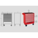 Kép 2/5 - King Tony szerszámos kocsi, 8 fiókos