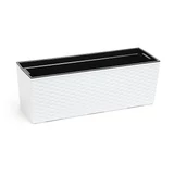 Kép 1/7 - Lamela Begonia rattan balkonláda, 19x56x19,5cm, fehér